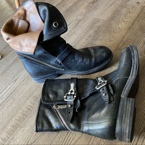 A.S. 98 BLACK LEATHER MID CALF MOTO BOOTS 💥